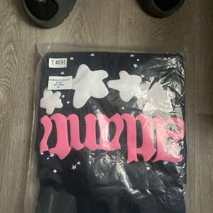 Black Hoodie with Pink and White Star Design